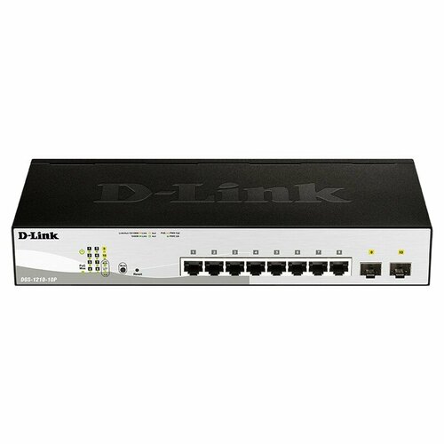 D-Link Сетевое оборудование DGS-1210-10P F3A Настраиваемый L2 коммутатор с 8 портами 10 100 1000Base-T и 2 портами 1000Base-X SFP 8 портов PoE 1539300₽