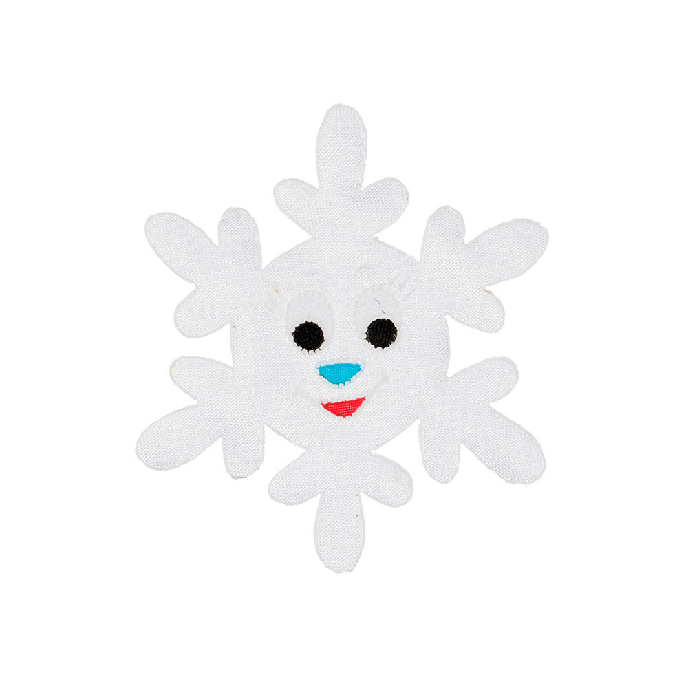 Термоаппликация "BLITZ" 4-28 снежинка с улыбкой белая