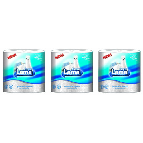 Snow Lama Туалетная бумага 2-хслойная белая,4 рул/уп,3 уп туалетная бумага snow lama белая трёхслойная 4 рул
