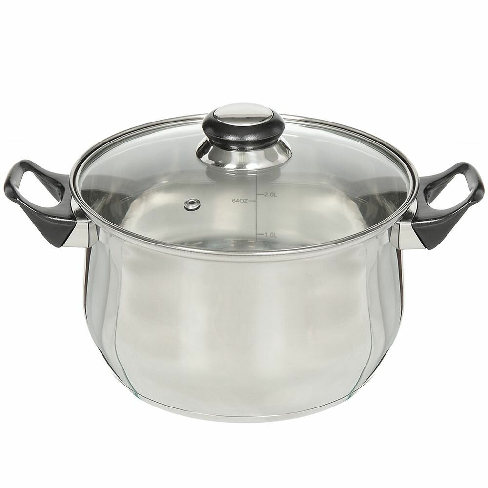 фото Кастрюля нерж, с крыш, крышка стекло, 3.8/3.9 л, DNN1, SD-A19-20/SD-A19-6-20