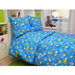 Детское постельное бельё из бязи для детских кроваток - Р - М - 125 - 317-1 Овечки на голубом - изображение