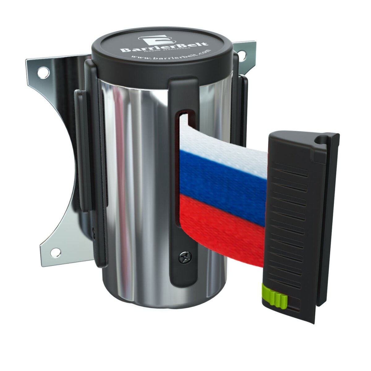 BarrierBelt® Настенный блок BarrierBelt® W02 с вытяжной лентой Триколор 3 метра