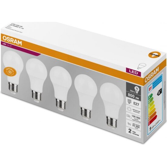 Светодиодная лампа Ledvance-osram LVCLA75 10SW/840 230V E27 OSRAM (упаковка 5 шт)