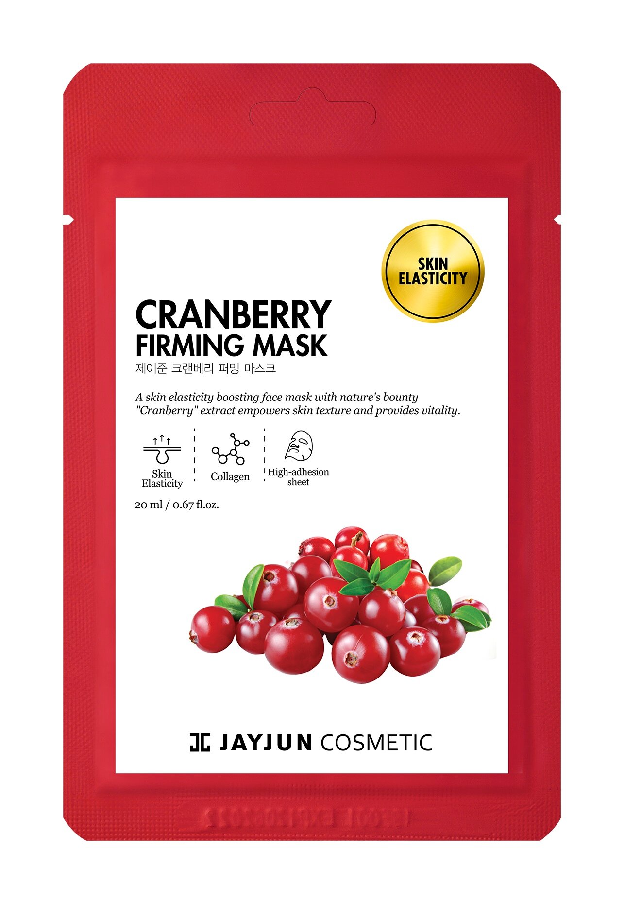 JAYJUN Cranberry Firming Mask Маска тканевая для лица тонизирующая с клюквой, 20 мл