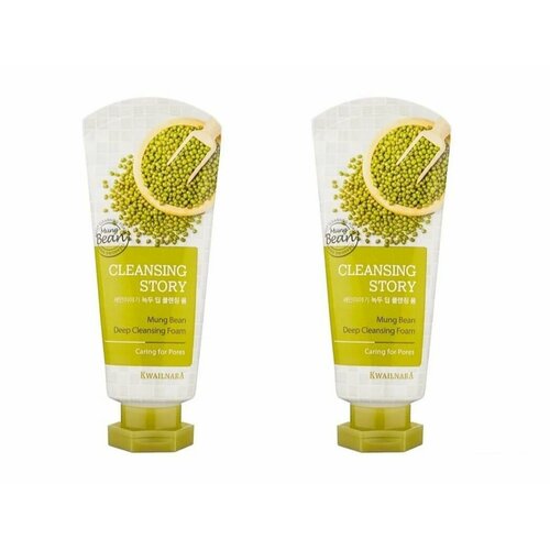 Welcos Kwailnara Пенка для умывания с бобами мунг Cleansing Story Foam Cleansing, Mung beans, 120 гр, 2 шт