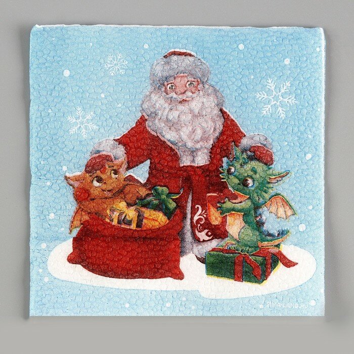Салфетки бумажные однослойные «С Новым годом. Дедушка Мороз», 24 × 24 см, в наборе 20 шт. - фотография № 3