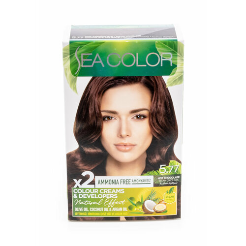 Sea Color / Сиа Колор Краска для волос стойкая тон 5.77 горячий шоколад без аммиака 210мл / красящее средство