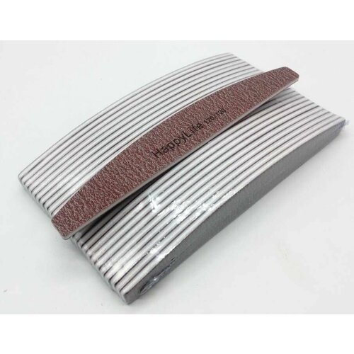 Пилка Happy Life, лодочка, зернистость 120/120 грит, коричневая, 1шт