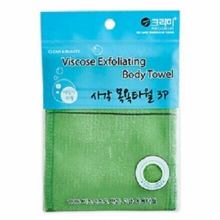 фото Мочалка для душа Sung Bo Cleamy Viscose Exfoliating Body Towel из вискозы (жесткая) 3 шт (13,5 х 15 см)