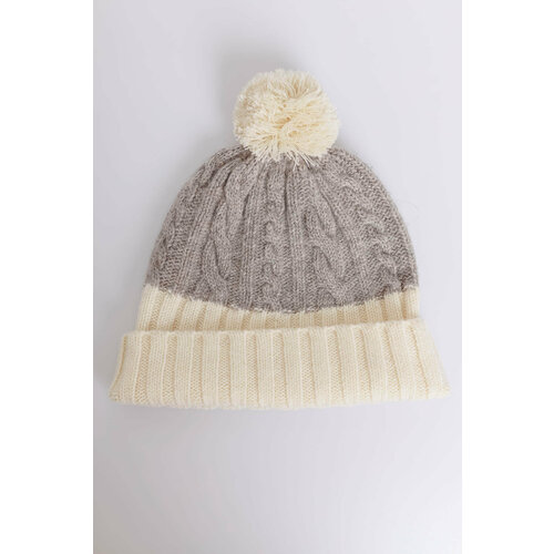 Шапка KHAN Cashmere, размер универсальный, бежевый, серый