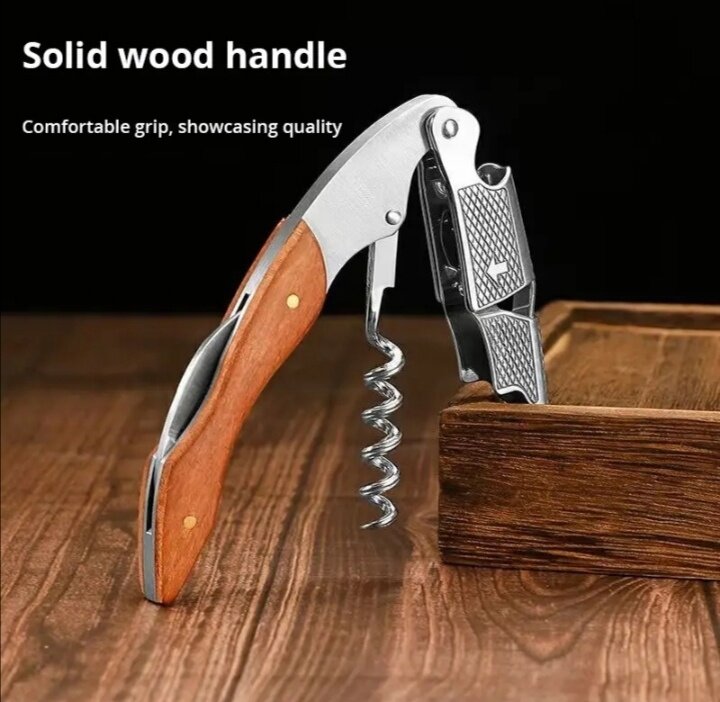 фото Штопор для вина двухступенчатый, нарзанник из нержавеющей стали