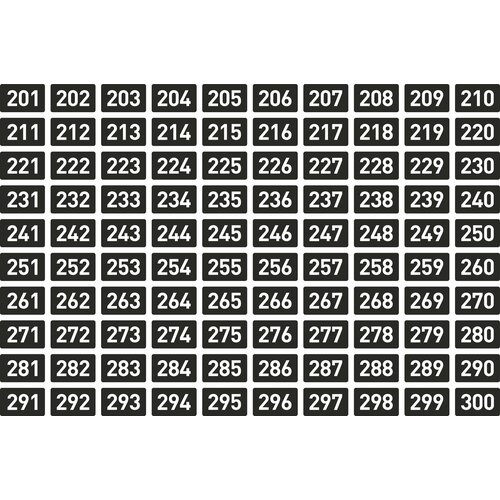 Набор наклеек цифры 201 - 300, 100 штук