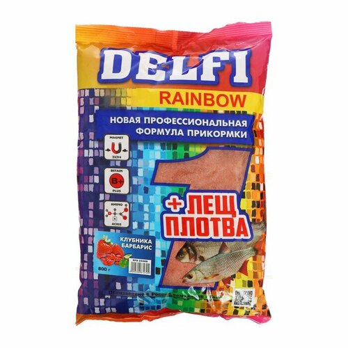 прикормка delfi rainbow лещ плотва клубника барбарис красная 800 г Прикормка DELFI Rainbow, лещ-плотва, клубника, барбарис, красная, 800 г