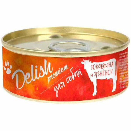 Delish premium для собак консервы 100 гр говядина и ягнёнок 12 шт