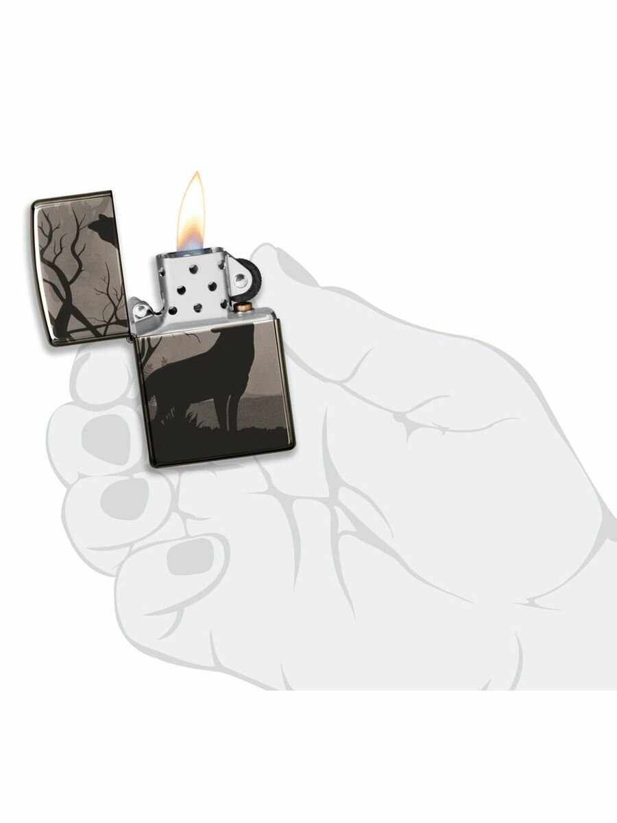 Зажигалка ZIPPO Classic с покрытием Black Ice® латунь/сталь чёрная глянцевая 36х12х56