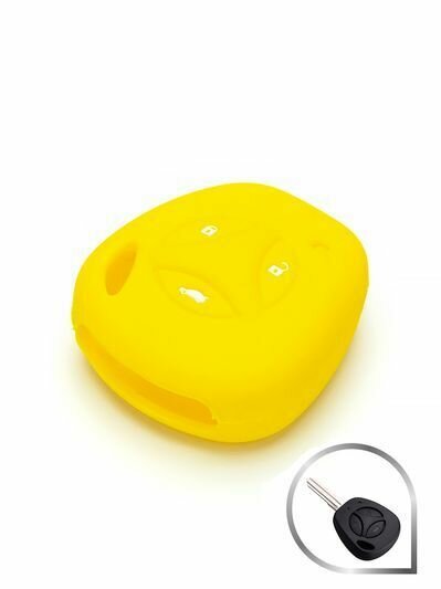 Чехол силиконовый для автомобильного ключа Lada Калина Приора желтый (смарт 3 кнопки)
