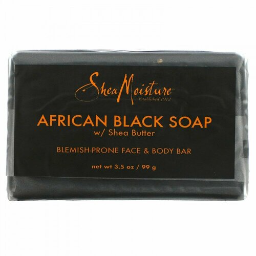 SheaMoisture, Blemish Prone Face & Body Bar, African Black Bar Soap with Shea Butter, 3.5 oz (99 g)