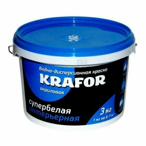 Водно-дисперсионные краски Krafor Краска водно-дисперсная интерьерная Krafor супербелая 6.5кг 26960 водно дисперсионные краски krafor краска водно дисперсная интерьерная krafor супербелая 6 5кг 26960