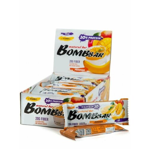фото Протеиновый батончик bombbar protein bar 20 x 60 г, пудинг с ароматом манго и банана