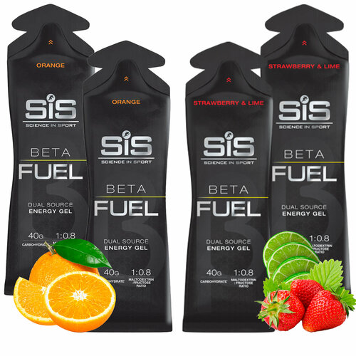 Гель питьевой SCIENCE IN SPORT (SiS) Gel Beta Fuel MIX, Апельсин, Клубника   Лайм