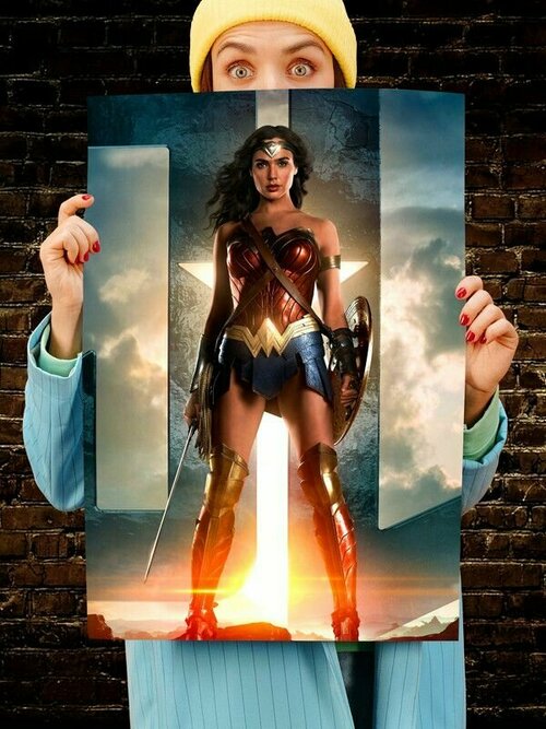 Постер интерьерный Чудо Женщина, 70х46 см. Матовый яркий. Лига справедливости Супергерои