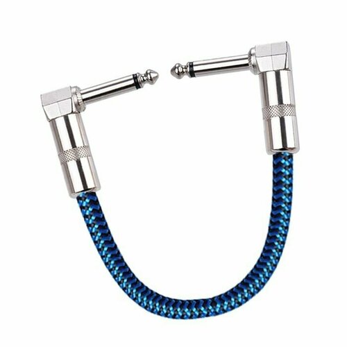 Кабель инструментальный для соединения гитарных эффектов 25 см голубой 461₽