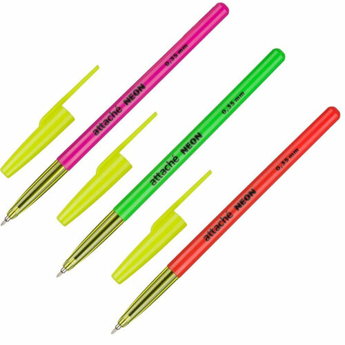 Ручка шариковая неавтомат. Attache Neon 0.35мм, син, масло, асс