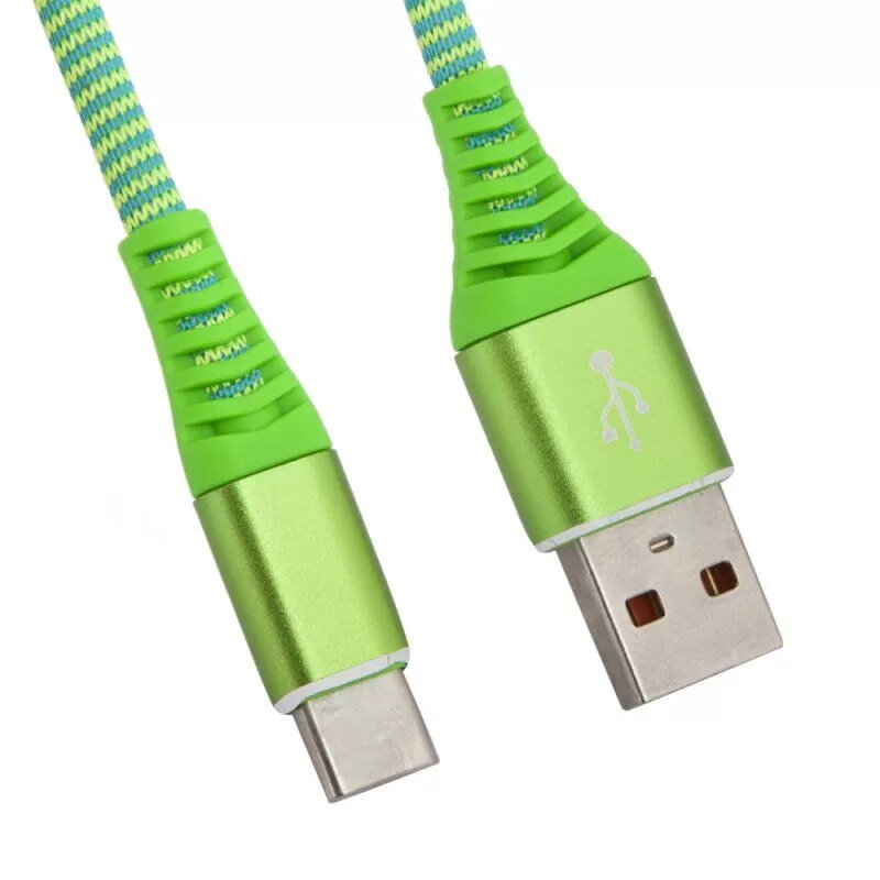 USB кабель "LP" Type-C "Носки" (зеленый/блистер)