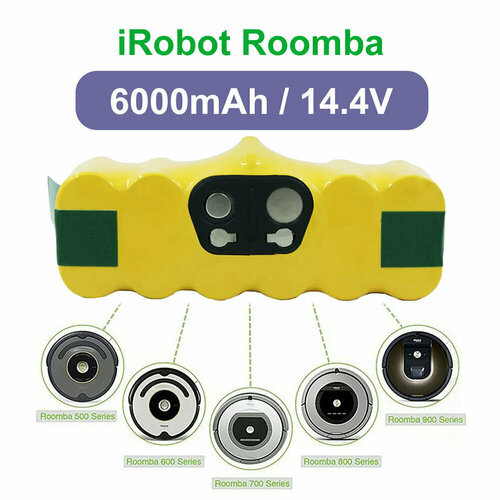 Аккумулятор для робота-пылесоса iRobot Roomba, 14,4V 6000 mAh Ni-MH Для Айробот Румба моделей 500, 510, 530, 540, 550, 560, 570, 580, 600, 700, R3 аккумуляторная батарея акб для робота пылесоса irobot roomba 14 4v 3300mah gd roomba 500 3300