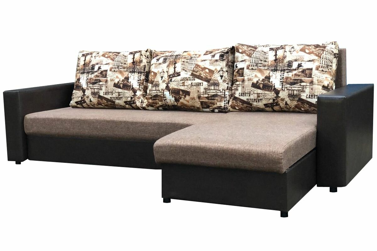 фото Угловой диван-кровать Атлант-А, 235х160х90, раскладной, правый, механизм еврокнижка, рогожка/кожзам