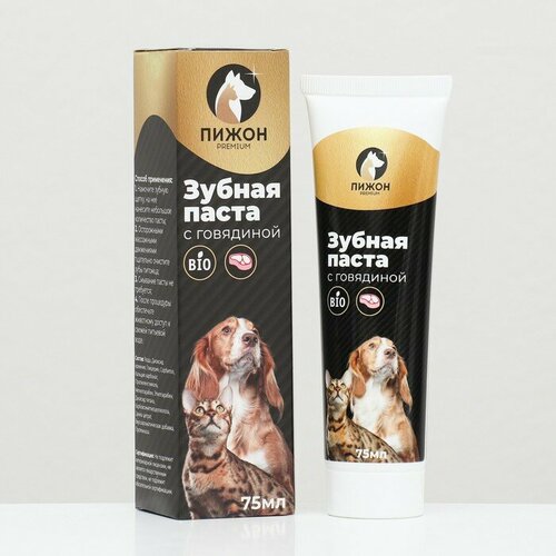 Зубная паста ферментированная со вкусом говядины Пижон Premium для кошек и собак, 75 мл