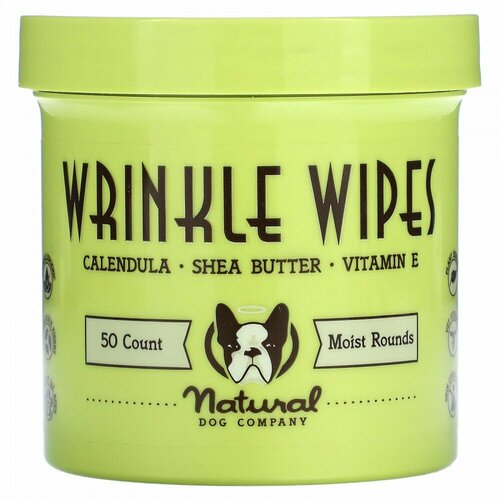 Natural Dog Company, Wrinkle Wipes, For Dogs, 50 Count