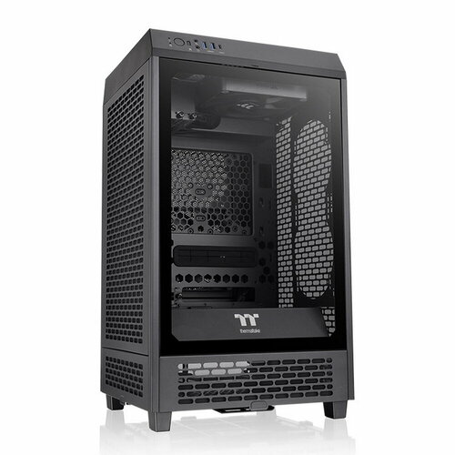 The Tower 200 /Black/Win/SPCC/Tempered Glass*1/CT140 Fan*2/Color Box CA-1X9-00S1WN-00 thermaltake core p8 tg black ca 1q2 00m1wn 00 black wall mount spcc 4mm tempered glass 3