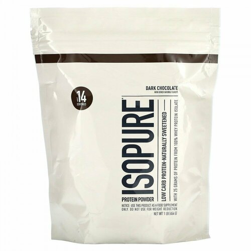 Isopure, Low Carb Protein Powder, Dark Chocolate, 1 lb (454 g)