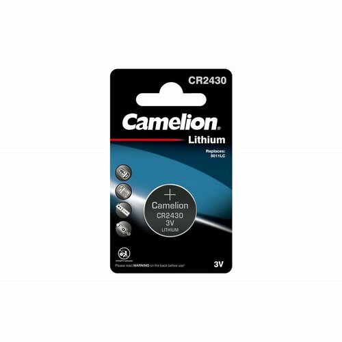 Camelion CR2430 BL-1 (CR2430-BP1, батарейка литиевая,3V), цена за 1 шт.