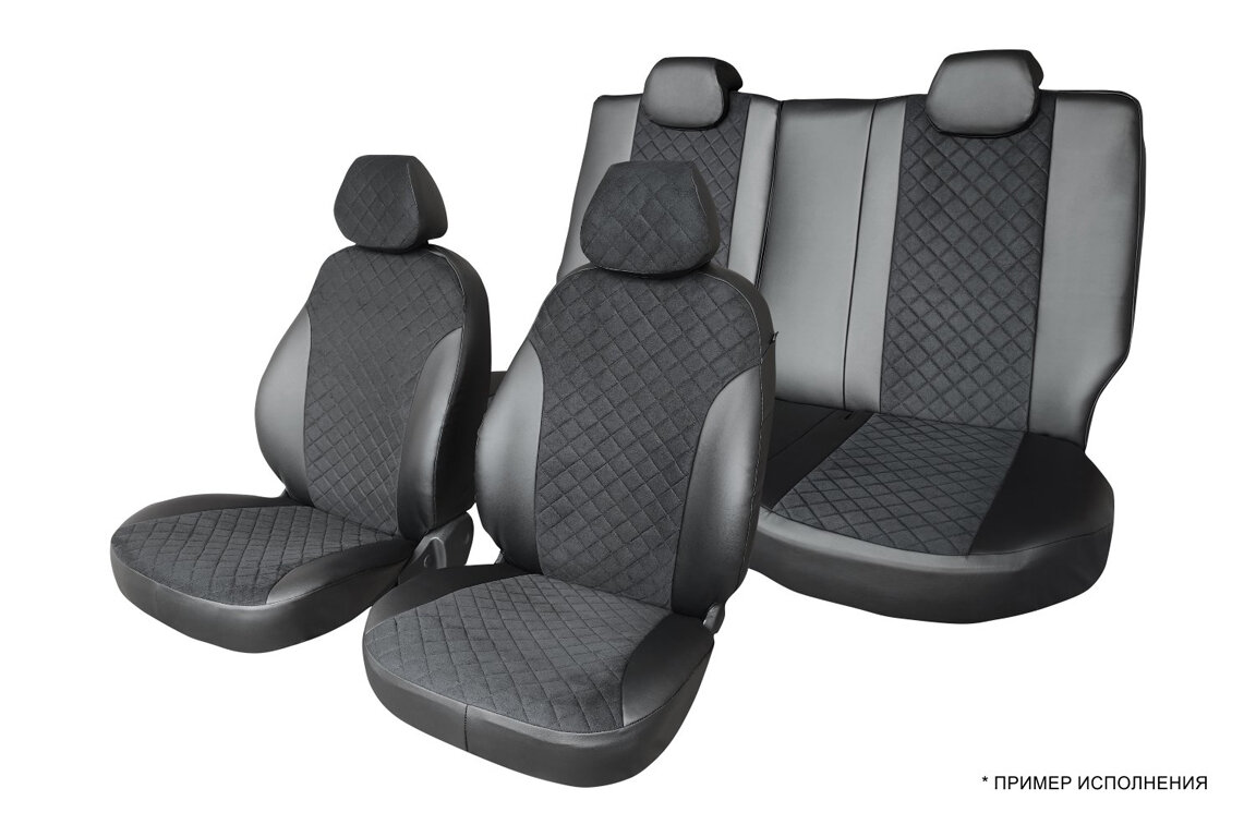 Defly Чехлы на сиденья Nissan Note (E12), 2012-2020, экокожа черная/замша черная ромб