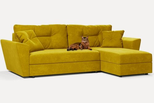 Изображение товара Угловой диван Амстердам еврокнижка, желтый велюр Кабрио, правый угол