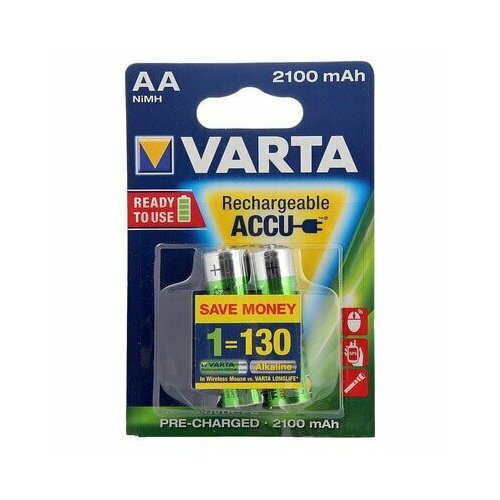 Аккумуляторная батарея VARTA R6 (AA) Ni-MH 2100mAh LongLife Ready2Use предзаряженный бл, 2 (56706 101 412)