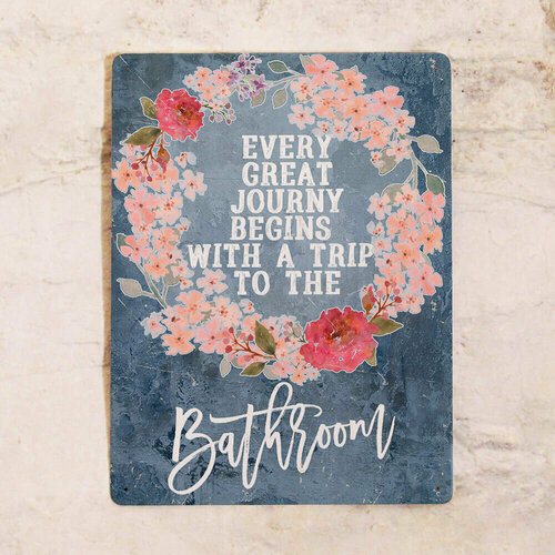 Металлическая картина в ванную комнату Bathroom, украшение стен в ванне, металл, 20х30 см.