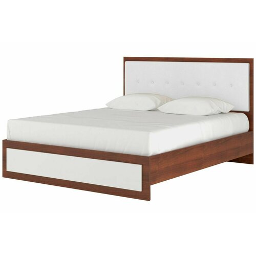 Кровать двуспальная МногоМеб Луиза-1 пуговицы 160x190 см, с ортопедическим основанием и матрасом, ноче мария луиза