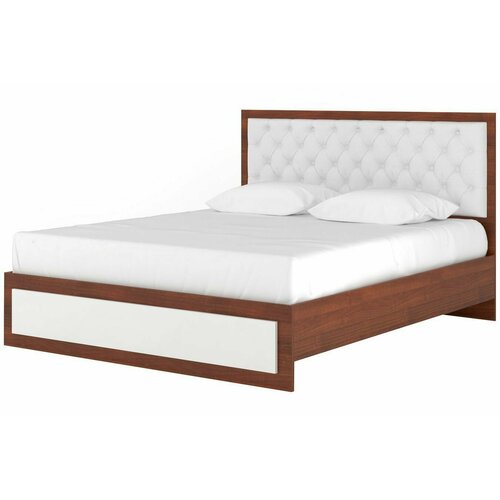 Кровать МногоМеб Луиза-1 каретная стяжка 120x190 см, с ортопедическим основанием и матрасом, ноче мария луиза