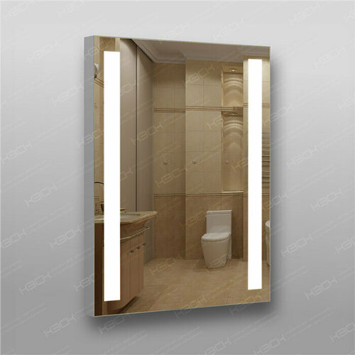 Зеркало для ванной комнаты 384 с LED подсветкой 9,6 Вт/м 80 х 60 см с кнопочным выключателем