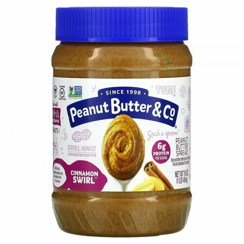 Peanut Butter & Co, Спред с арахисовой пастой, завиток корицы, 454 г (16 унций)