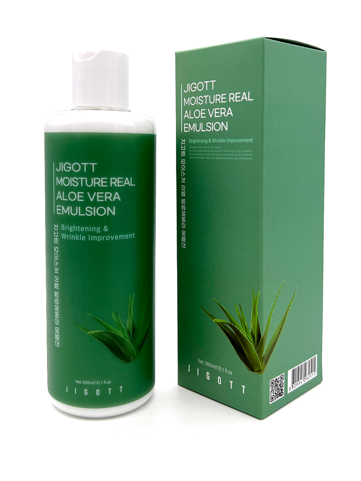 Картинки Jigott Эмульсия для лица с экстрактом алоэ вера увлажняющая Moisture Real Aloe Vera Emulsion, 300 мл