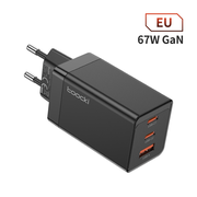 Зарядное устройство Toocki сетевое с USB Type-C и поддержкой быстрой зарядки, GaN 67 Вт (цвет черный)