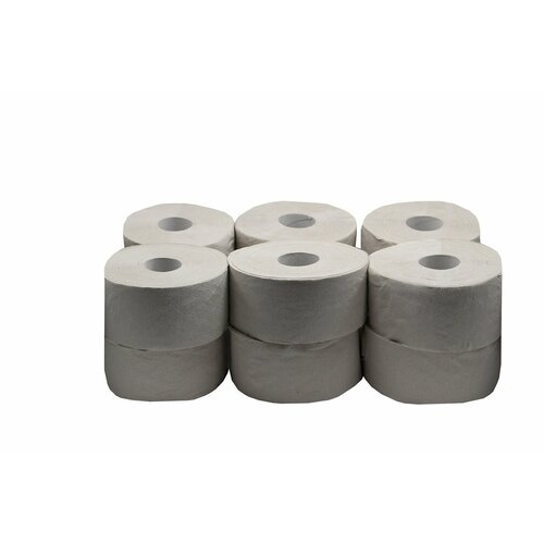 Туалетная бумага 200 м ZELPAPER однослойная светло-серая, 12 рулонов