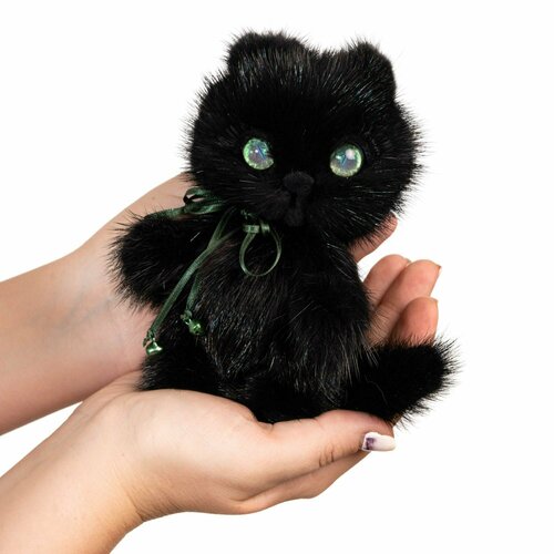 Котенок Тедди игрушка из натурального меха норки черный