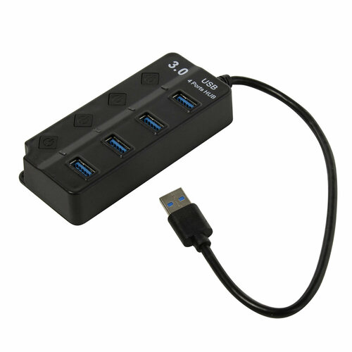 USB-концентратор SmartBuy SBHA-7324-B, 4 USB 3.0, цвет: чёрный
