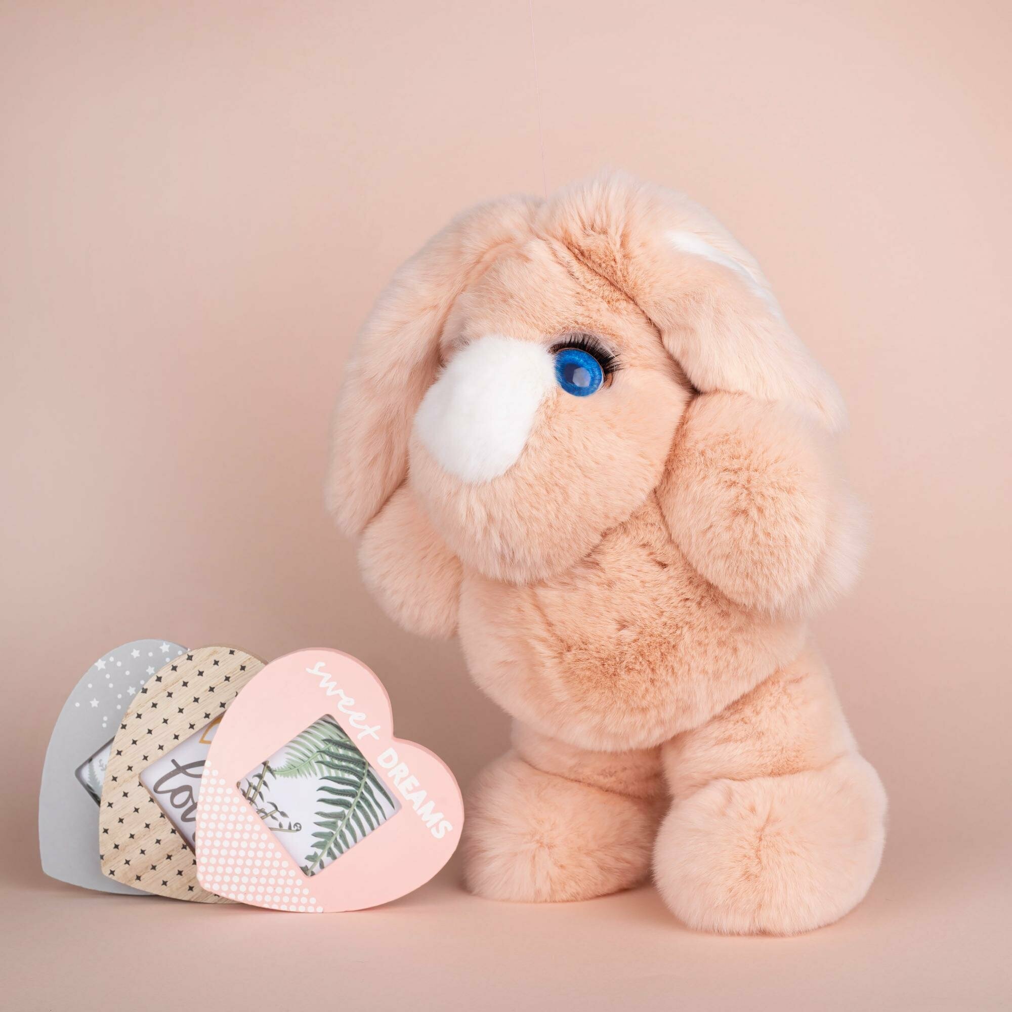 Мягкая игрушка зайка Holich Toys из натурального меха Морозко розовый, персиковый, мягкие игрушки, игрушки для детей, детские игрушки, игрушки для девочек, игрушки для мальчиков