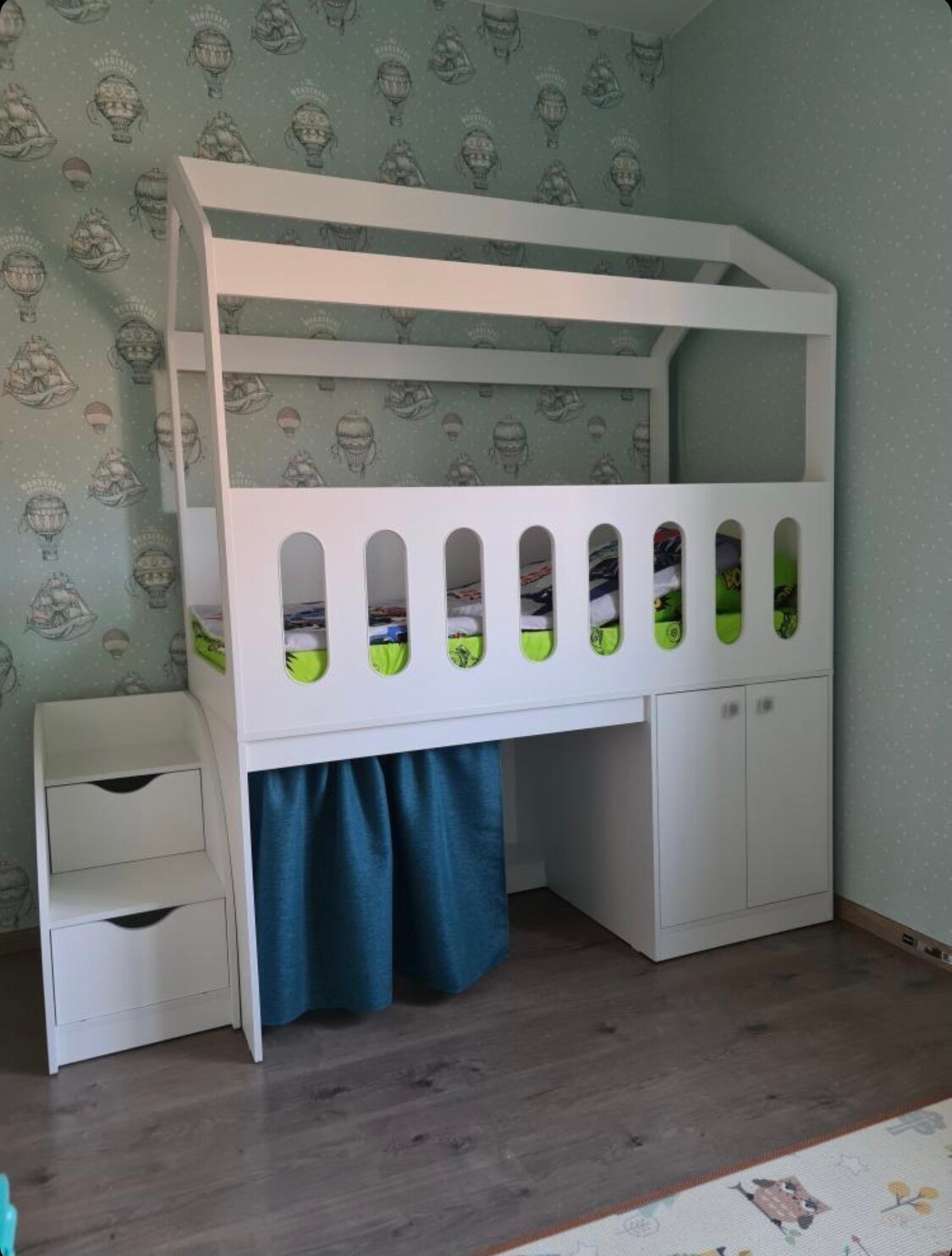 Кровать-чердак 160х80 Домик Теремок